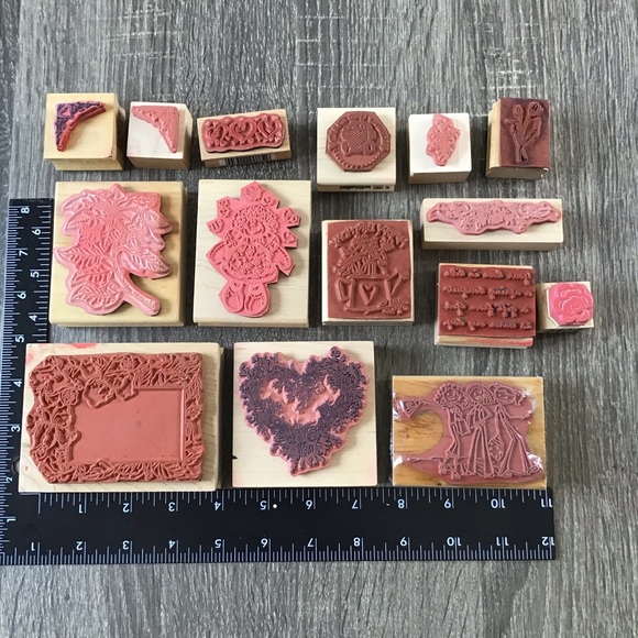 Flowers & Heart Theme Bundle of 15 Rubber Stamps - Picture 2 of 12